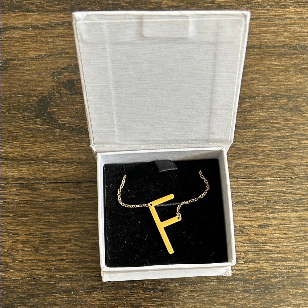 Mint & Lily Beautiful Gold 'F' Initial Necklace with Extra Extenders
